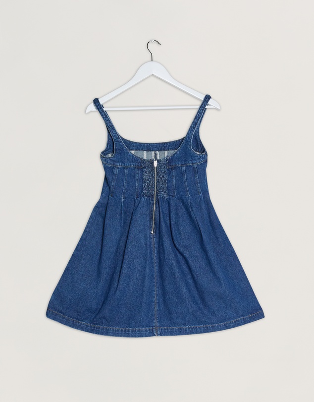 Revibe - Repaired Reformation Violet Denim Mini Dress - AU 4