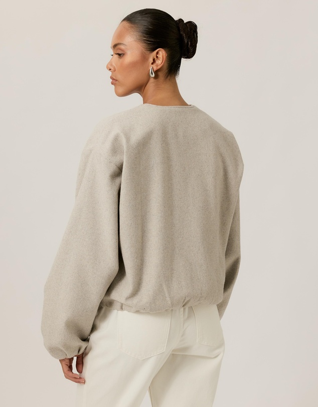 Tussah - Luna Wool Blend Cropped Bomber Jacket