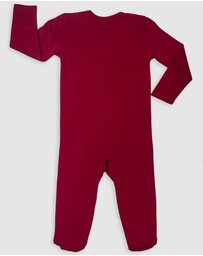 B Free Intimate Apparel - Baby Snap Button Sleepsuit with Booties - 100% Organic Cotton - Red Cockatoo
