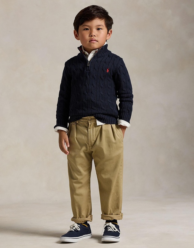 Polo Ralph Lauren - Cable-Knit Cotton Quarter-Zip Sweater - The Iconic Exclusive - Babies-Kids