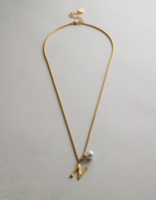 Zahar - Pearl Letter N Necklace