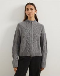 Atmos&Here - Evie Two-Way Zip Cable Knit Cardigan
