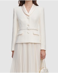 Self Portrait - Boucle Shawl Collared Midi Dress