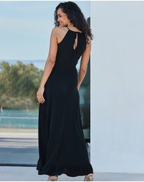 Sosandar - Ruched Front Halter Neck Jersey Maxi Dress