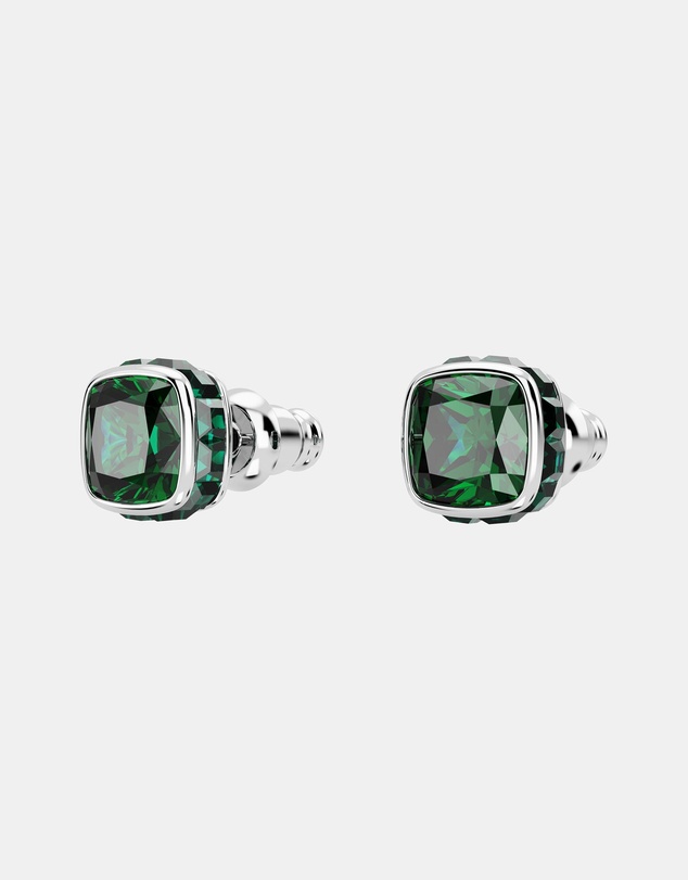 Swarovski - Birthstone Stud Earrings, Square Cut, May, Green, Rhodium Plated