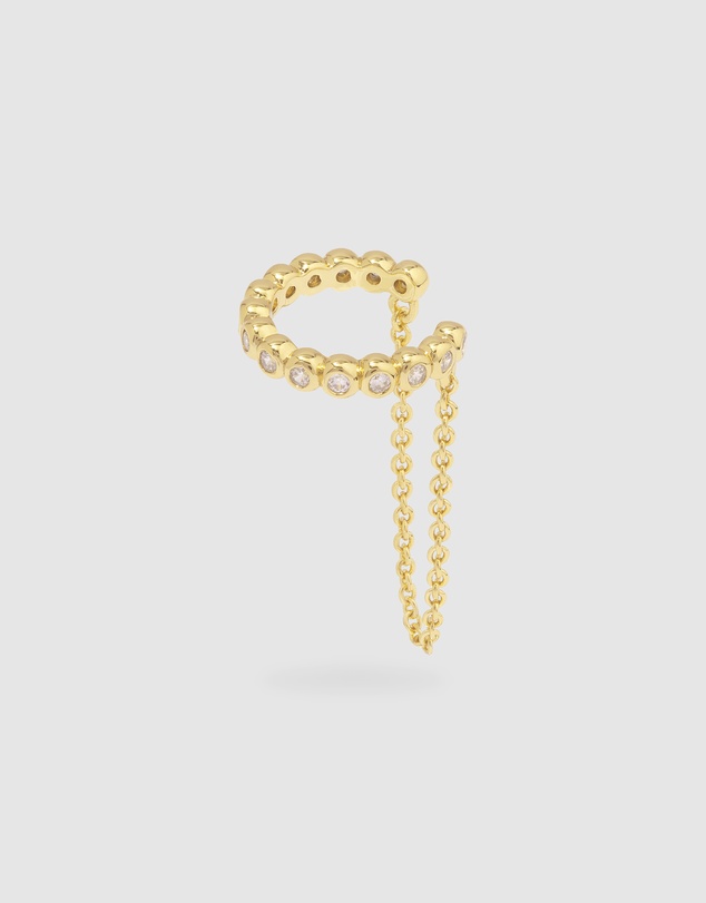 Wanderlust + Co - Pave Drop Chain Gold Ear Cuff