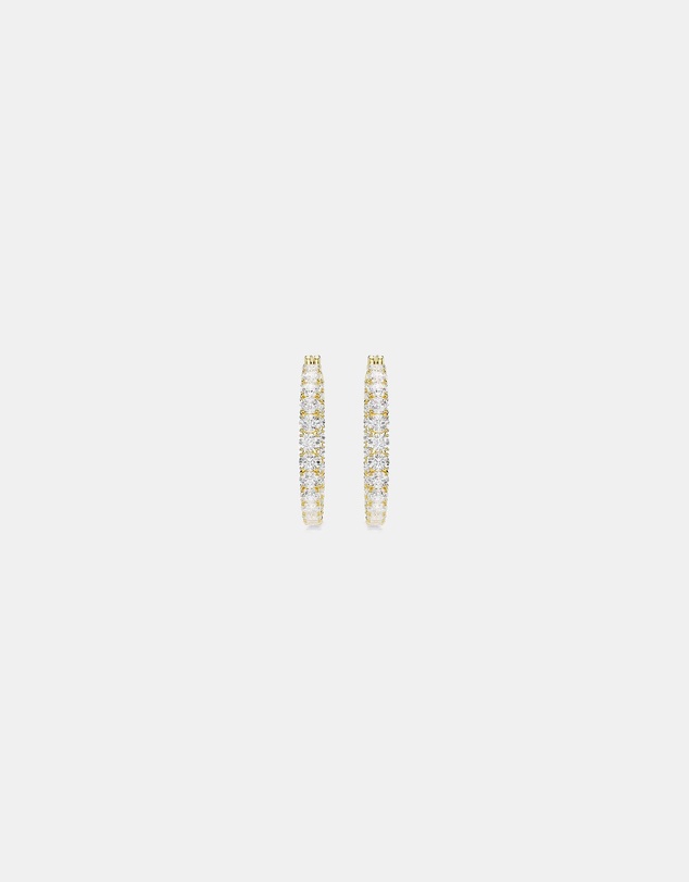Swarovski - Matrix Hoop Earrings, Round Cut, White, Gold-Tone Plated