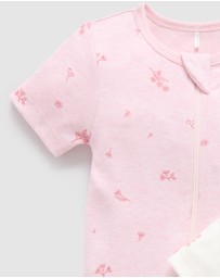 Purebaby - 2 Pack Short Zip Growsuit -Babies