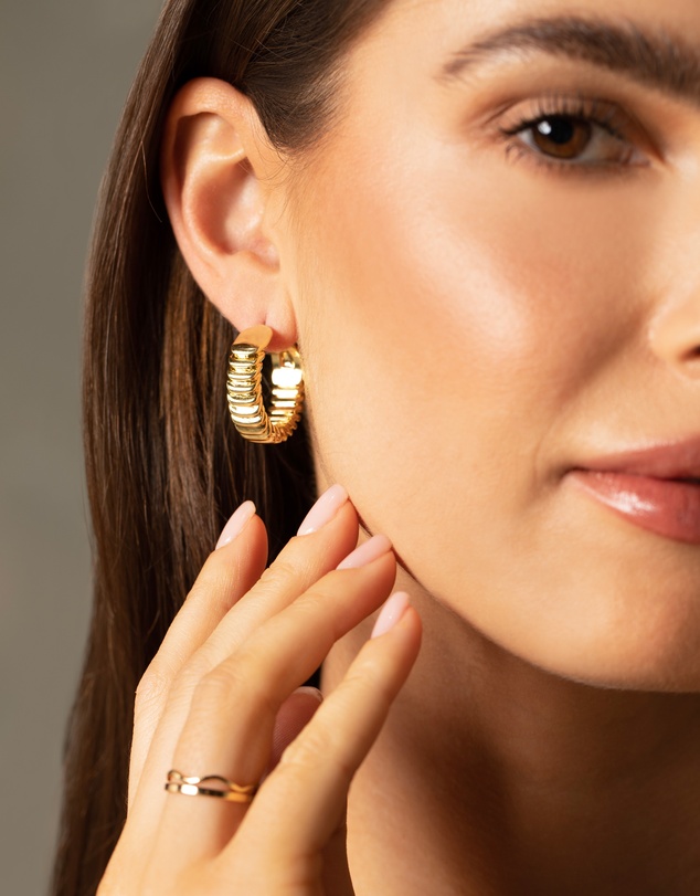 Mestige - Ripple Hoops - 18K Gold Plated