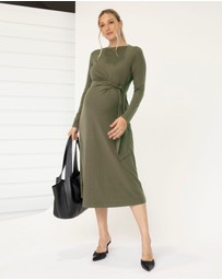 Angel Maternity - Nina Maternity Side Tie Dress – Dusty Olive