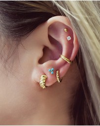 Ania Haie - Ania Haie Gold Texture Small Huggie Hoop Earrings