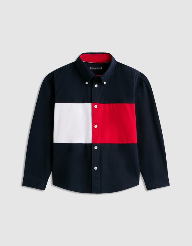 Tommy Hilfiger - Heritage Regular Fit Colour-Blocked Back Flag Shirt - Teens