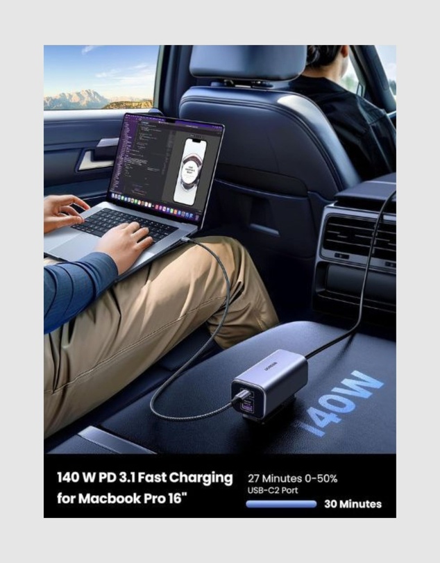 Ugreen - UGREEN 150W GaN Car Charger 4 Ports Fast Charging