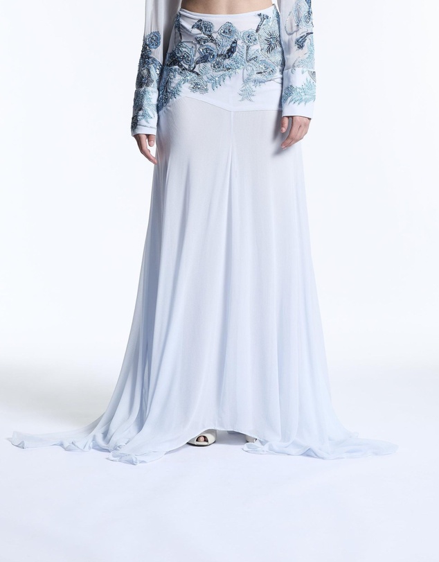 Muma World - Blue Vine Embroidered Skirt