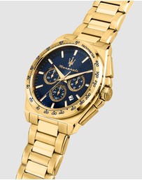 Maserati - Maserati Velocita 43mm Chrono Blue Dial Gold Stainless Steel Strap Watch