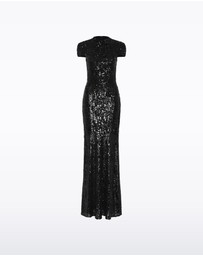 Carla Zampatti - Black Cascade Sequin Raglan Sleeve Gown