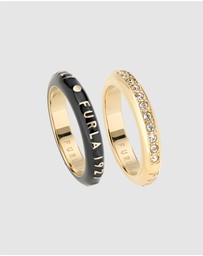 Furla - Furla 1927 Colour Edition Gold-Tone Black Enamel Rings