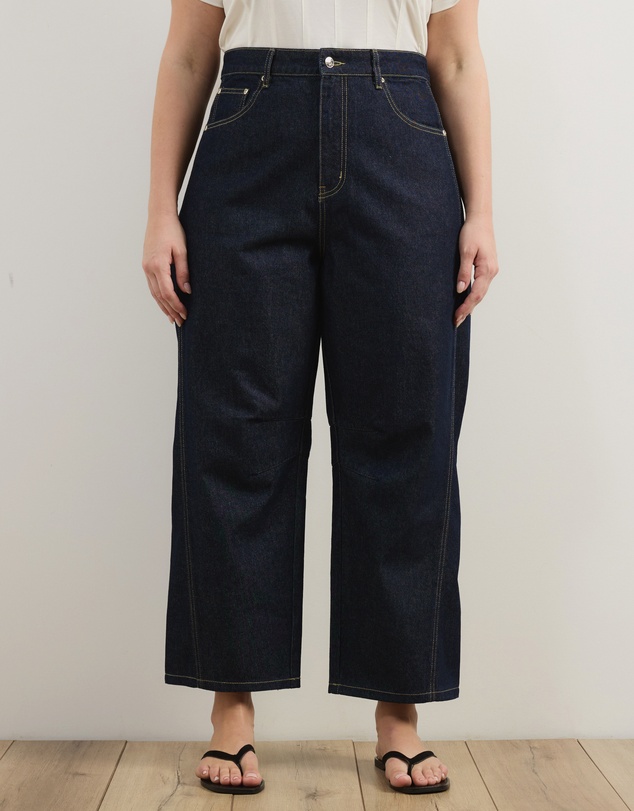 Atmos&Here Curvy - Poppy Cropped Barrel Leg Jeans