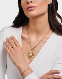 THOMAS SABO - Golden Link Necklace with Ring Clasps and Zirconia