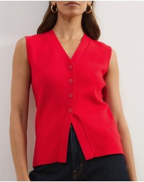 Atmos&Here - Noel V-Neck Sleeveless Knit Cardigan