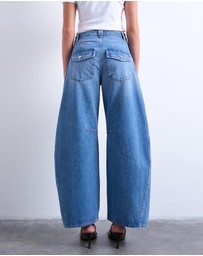 TOPSHOP - Horseshoe Mid Rise Barrel Leg Jeans