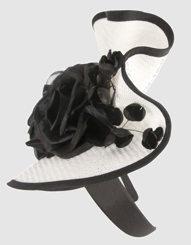 Fillies Collection - Bespoke Sculpted White Black Racing Fascinator