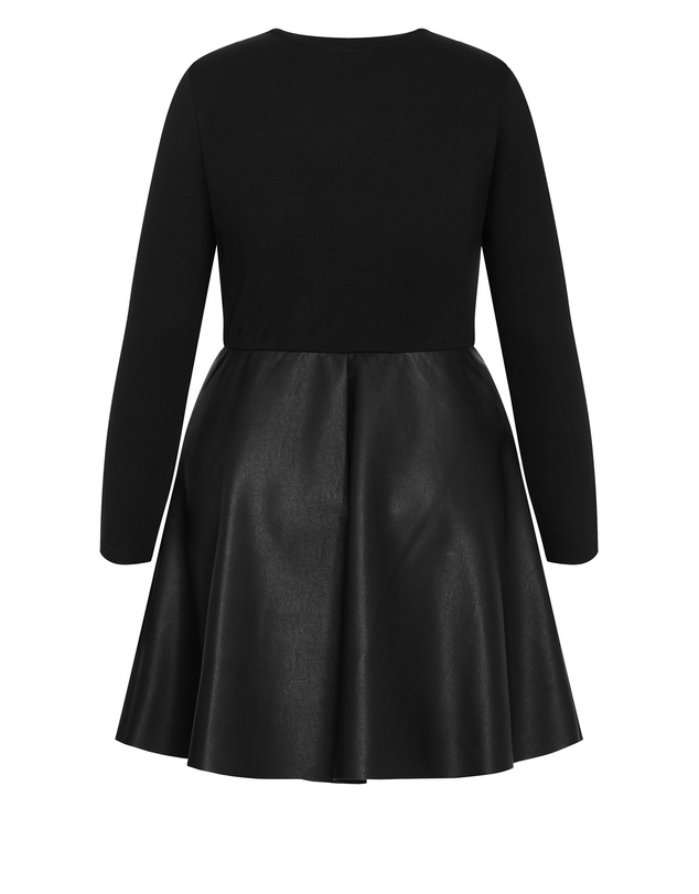 City Chic - Rosa Faux Leather Skater Dress