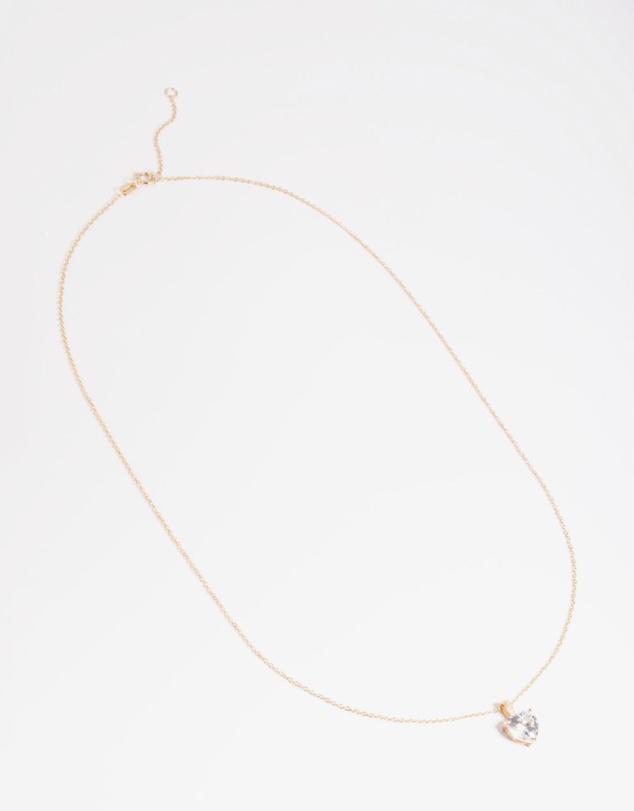 Lovisa - Gold Plated Sterling Silver Cubic Zirconia Heart Necklace