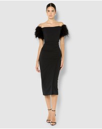 Montique - Enora Feather Trim Cocktail Dress