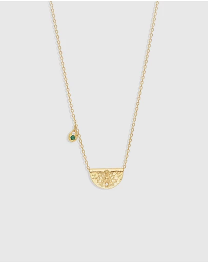 By Charlotte - Gold Lotus Birthstone Necklace - May