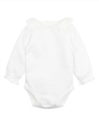 Bebe by Minihaha - Girls Lace Collar LS Bodysuit - Babies