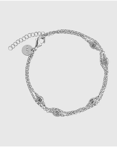 Najo - Volare Silver Double Chain Bracelet (18.5cm+ext)