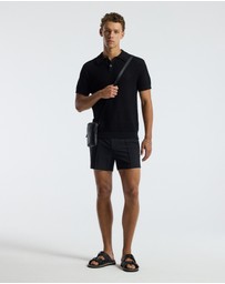 Calibre - Textured Open Knit Polo Black