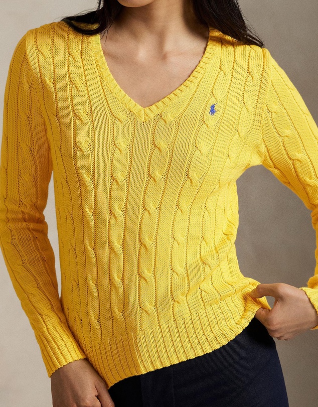 Polo Ralph Lauren - Cable-Knit Cotton V-Neck Sweater