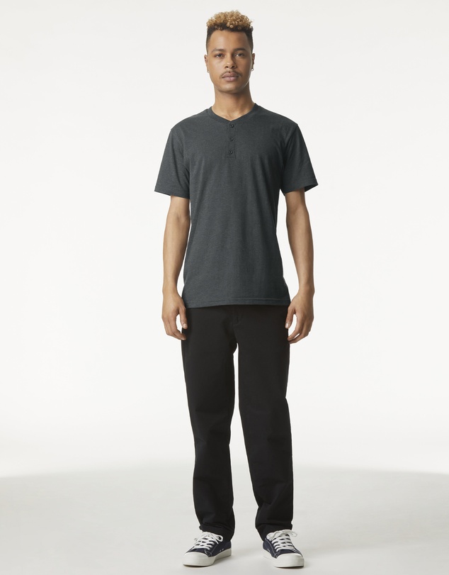American Apparel - Unisex Henley Short Sleeve CVC T-Shirt