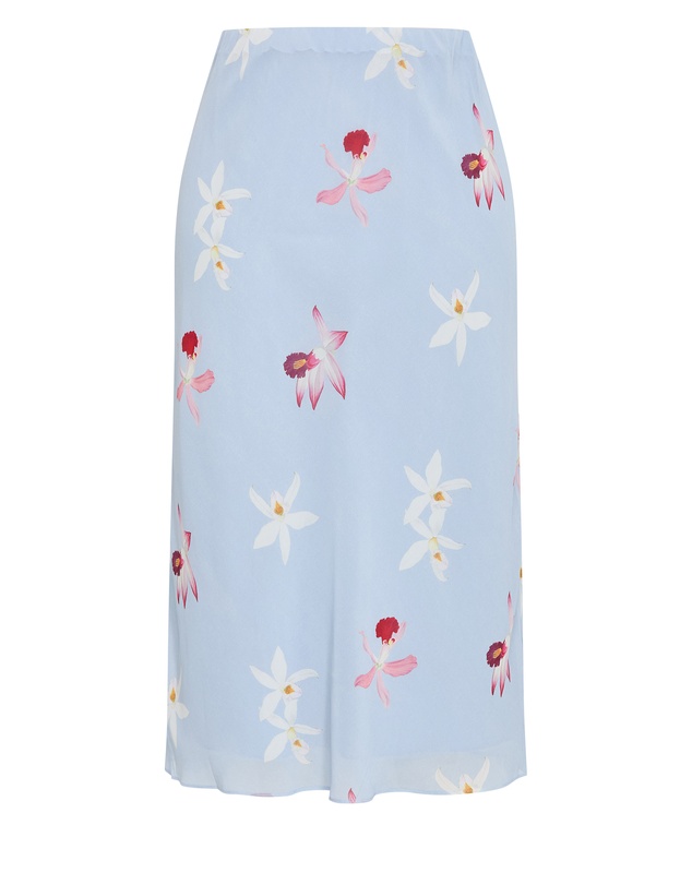 City Chic - Plus size Orchid Print Maxi Skirt - light blue