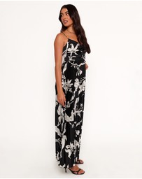 Petal & Pup - Angelique Pleated Jumpsuit - Black Floral