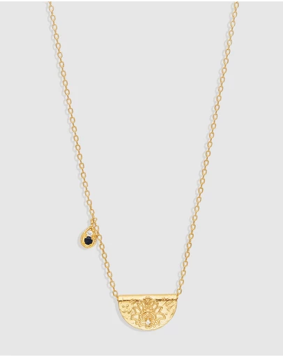 By Charlotte - Lotus Birthstone Necklace - September - Sapphire