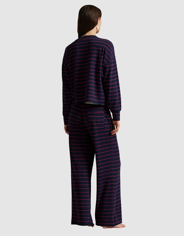 Polo Ralph Lauren - Club Terry Striped Long Sleeve Cotton Jersey Pyjama Set