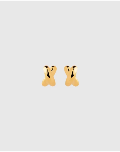 Najo - Bisous Yellow Gold Stud Earrings