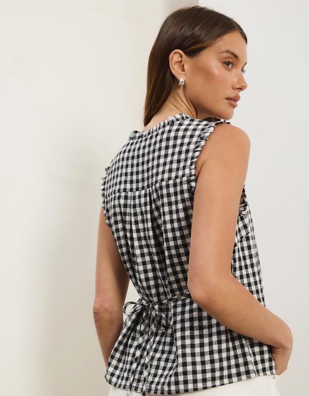Atmos&Here - Lydia Gingham Tie Back Top