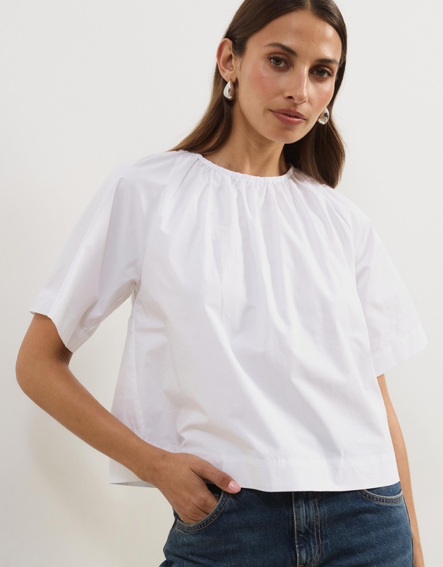 Atmos&Here - Tirsa Cotton Gathered Short Sleeve Top