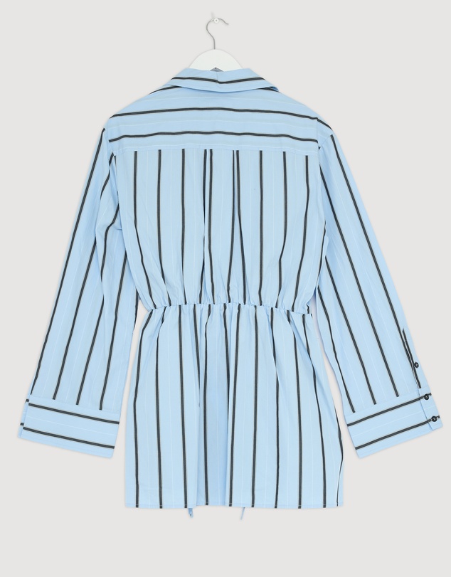 Revibe - Repaired Shona Joy Saxon Draped Shirt Mini Dress - AU 12