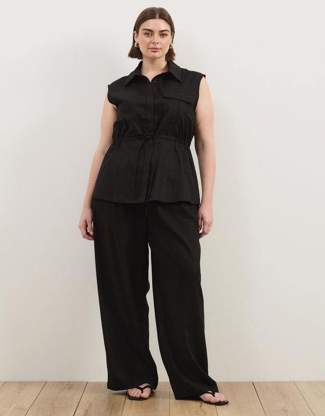 Atmos&Here Curvy - Charlotte Sleeveless Longline Linen Top