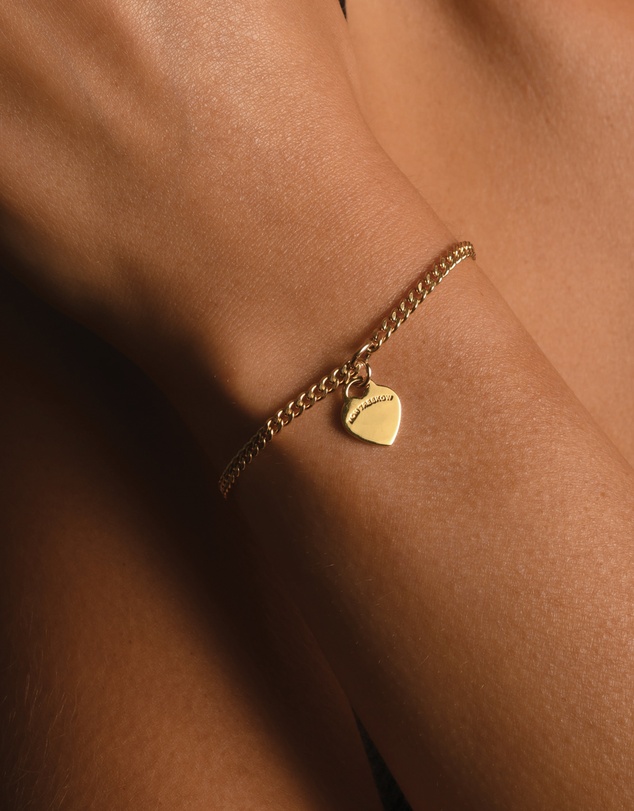 Von Treskow - Curb bracelet with VT flat heart