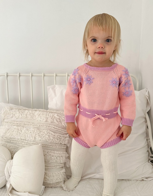 WITH LOVE FOR KIDS - Long Sleeve Knitted Romper - Babies