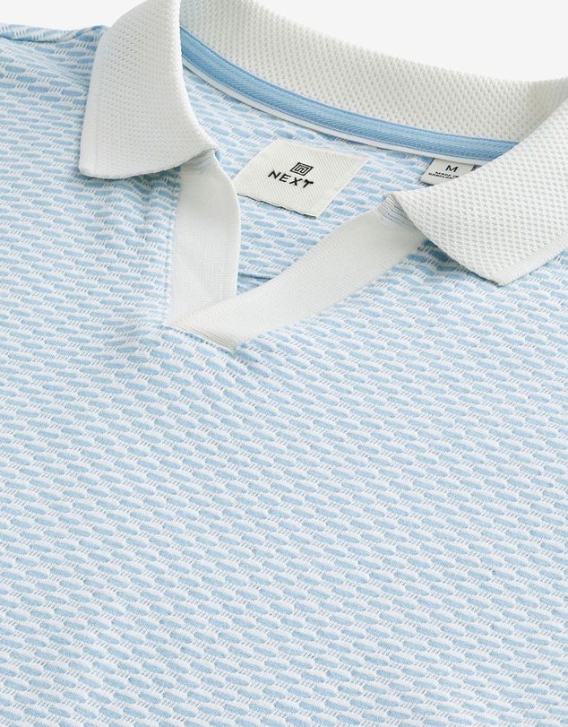 NEXT - Cuban Collar Textured Short Sleeve Polo Shirt