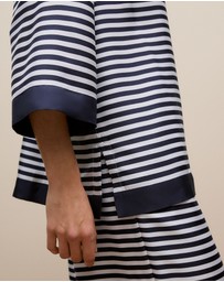 Trenery - Silk Twill Stripe Shirt in Night Sky