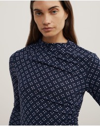 Witchery - Asymmetric Mesh Long Sleeve Top