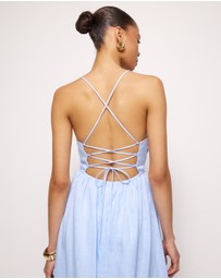 AERE - Irisa Linen Tie Back Midi Dress
